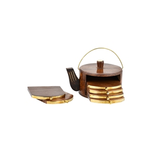 Acacia Wood Kettle Coasters Square Round Designs with Classic Style Wholesale Factory Price Different Shapes Available in India - Product Image 2
