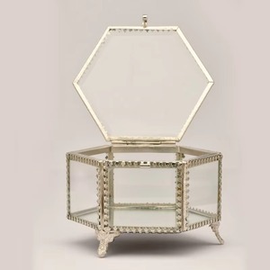 Joyero de cristal vintage, soporte decorativo moderno, perfecto para tocador de dormitorio de oficina en casa y uso multiusos de la India - Product Image 2