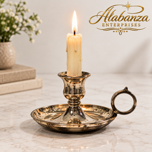Candelabro de latón hecho a mano, portavelas antiguo dorado con asa para decoración del hogar, bodas y hoteles - Product Image 4