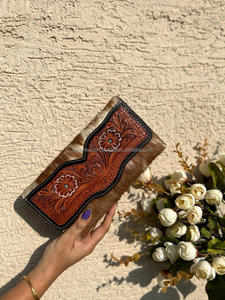 ใหม่ตะวันตกมือเครื่องมือและผมบนหนัง Cowhide กระเป๋าสตางค์ผู้หญิงสไตล์กระเป๋าสตางค์หนังแท้ Multiuse แกะสลักกระเป๋าสตางค์หนัง - Product Image 5