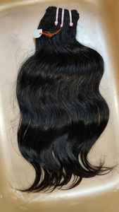 Venta al por mayor de mechones de pelo natural Remy indio cutícula alineada de doble trama de proveedor de la India para extensiones de cabello humano - Product Image 2