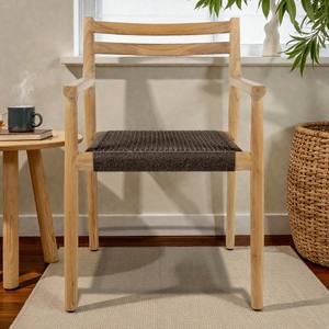 Chaise de jardin d'extérieur en teck massif faite à la main, accoudoirs, imperméable, écologique, durable, chaise de patio pour balcon, jardin, cour - Product Image 6