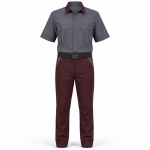 Uniforme de Guardia de Seguridad Personalizado en Gris y Marrón, Camisa de Manga Corta y Pantalones Cargo con Cinturón para Personal de Instalaciones, Venta al Por Mayor, Suministro OEM - Product Image 1