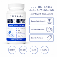 Capsule de soutien nerveux, service d'étiquetage privé OEM, flacon personnalisé, 60 capsules végétales