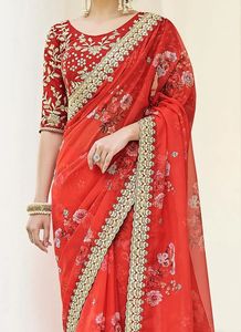 Sari de seda Vichitra suave bordado pesado hecho a mano con venta caliente interna 2021 - Product Image 4