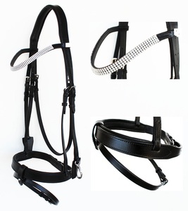 Vente en gros de nouvelles brides en cuir de haute qualité Horse Snaffle en noir - Product Image 6