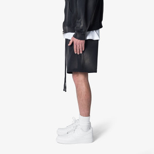 กางเกงขาสั้นผ้าคอตตอนสำหรับผู้ชายซักแบบลายน้ำหนักเบาสีดำ-สีดำสำหรับฤดูร้อน100% - Product Image 3