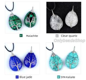 Vintage multicolore larme pendentif en argent Sterling fil Wrap pierre naturelle lunette réglage plaqué or bijoux de fiançailles - Product Image 2