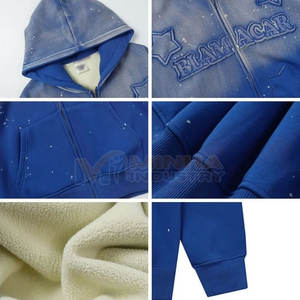 Sweat-shirt à capuche pour homme avec broderie usée, streetwear décontracté, design unique, sweat-shirt à capuche pour homme avec broderie usée - Product Image 3