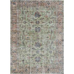 Tapis en laine noué à la main, rectangulaire, abstrait, à motif médaillon vert vintage, pour la maison, grand tapis de salon, tapis rectangulaire pour couloir - Product Image 1