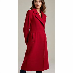 Abrigo largo de lana para mujer, ropa de calle, gabardinas largas de lana con cinturón, cuello vuelto, chaqueta de manga larga para mujer - Product Image 3