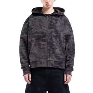 เสื้อฮู้ดดี้ผู้ชายทรงบ็อกซี่ ซิปหน้า ผ้าหนาพิเศษ พิมพ์ลายเต็มตัว สไตล์วินเทจ ล้างสี ทรงหลวม ไหล่ตก แฟชั่นใหม่ - Product Image 1