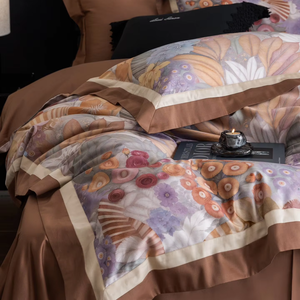 OEM/ODM, 100% coton, impression numérique, 4 pièces, housse <span class=keywords><strong>de</strong></span> <span class=keywords><strong>couette</strong></span> <span class=keywords><strong>de</strong></span> luxe à bordure large, drap <span class=keywords><strong>de</strong></span> lit doux et respirant pour hôtel, ensemble <span class=keywords><strong>de</strong></span> literie pour la maison - Product Image 3