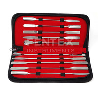 FENTEX Ensemble de 10 spatules de laboratoire micro en acier inoxydable 18/8, double extrémité, polyvalentes, cuillère carrée et extrémité conique en forme de flèche, 7"+9", OEM