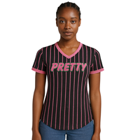 Maillot de baseball respirant à séchage rapide à rayures fines pour femme, vêtements de sororité grecque, rose et vert, pour la fraternité universitaire