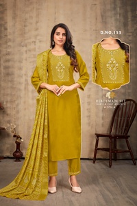 Elegante conjunto Kurtis de 3 piezas en tela viscosa Vaticana con brocas delicadas, perfecto para ropa festiva, oficina y salidas informales - Product Image 5