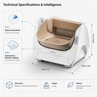 Bac à litière automatique intelligent pour chat, en plastique ABS écologique, grande capacité 10 kg, contrôle par application, filtre universel en maille pour litière