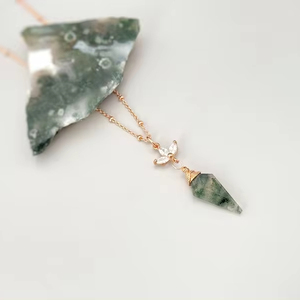 Última tendencia sólido 925 plata esterlina Natural musgo ágata piedra preciosa colgante collar boda venta al por mayor cantidad ágata colgantes - Product Image 1