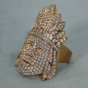 Bague en or jaune 14 carats Hip Hop, bague en diamant de luxe pour les soirées, bague en diamant de luxe - Product Image 2