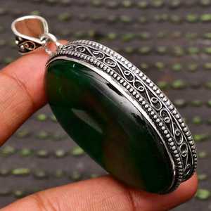 925 Sterling Silver Minimalist Design Pendentif Collier À La Main Unisexe Vintage Gemstone Jewelry avec Green Fire Labradorite - Product Image 4