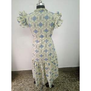 ชุดเดรสชิ้นเดียวพิมพ์ลายทำมือสไตล์ลำลองหรูหราสำหรับสาวออฟฟิศยาวถึงเข่า XS XL - Product Image 6