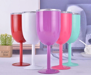 Top Sale 10oz Stainless Steel Wine Tumbler with Custom Logo Vacuum Metal <b>Cup</b> Wine <b>Glass</b> Goblet - Product Image 1