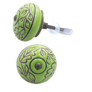 Moderne vert gravé fleur céramique boutons qualité exportation armoire tiroir poignée tire pour armoire cuisine chambre commode - Product Image 2