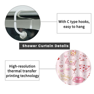 Custom Printed Waterproof Shower Shower <b>Curtain</b> for Bathroom Waterproof Polyester <b>with</b> <b>Hooks</b> - Product Image 2