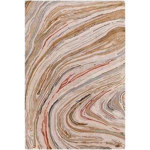 Tapis en laine abstrait fait à la main Design tourbillon moderne pour intérieurs élégants pour pique-niques - Product Image 2