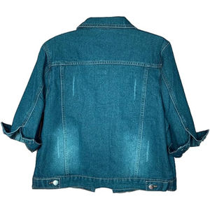 Chaqueta vaquera corta de invierno para mujer, venta al por mayor, de alta calidad, a prueba de viento, de lana gruesa, cálida, a la moda, con cuello informal, botón de retazos, 2025 - Product Image 2