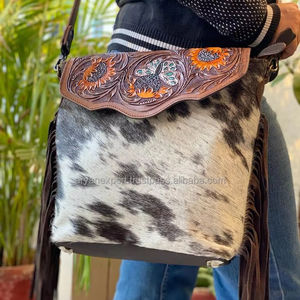 Sac de style occidental en cuir de vachette véritable usiné à la main sacs à franges de sculpture nouveau design sacs à bandoulière en cuir de vachette de vente chaude pour les femmes - Product Image 2