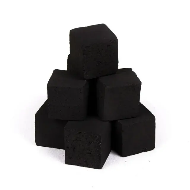 Atacado De Boa Qualidade Cubo Preto Puro Natural Casca De Coco Carvão Vegetal Redondo Shisha Hookah Carvão