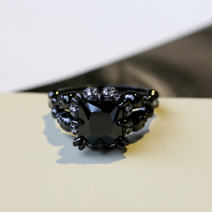 Jeulia Black Tone Princess Cut Sterling Silver <b>Skull</b> <b>Ring</b> for Anniversary - Product Image 6