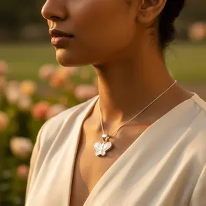 Colgante de Mariposa de Plata 925 con Madreperla para Mujer, Elegantes Colgantes y Dijes de Perlas - Product Image 3