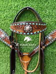 Juego de Brida para Caballo de Primera Calidad |   Brida Ecuestre de Cuero Genuino |   Cabestro y riendas ajustables |    Conjunto de Equipo Ecuestre Occidental - Product Image 4