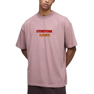 Custom Dusty Pink Oversized T Shirt Streetwear Tee Heavyweight Cotton Pink Oversized T Shirt Wholesale Minimalist Custom Logo - Product Image 1