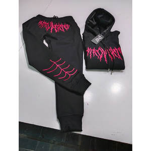 High Quality Men's Tracksuit Customized Design 100% Cotton Fleece Embroidered Logo Jogging <b>Suit</b> Plus Size for Winter - Product Image 1