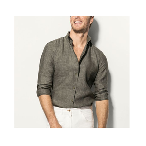 Haute qualité logo brodé personnalisé formel Plaid mode impression coton décontracté affaires robe à manches longues hommes chemises pour l'automne - Product Image 3