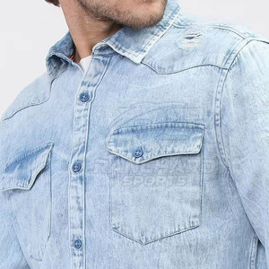 Chemise en jean pour homme, légère, à manches longues, chemise en jean bleu classique pour homme, chemise décontractée pour soirée - Product Image 6