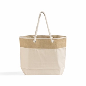 Sac fourre-tout en jute et toile de couleur unie de qualité supérieure avec fermeture éclair, caractéristiques thermiques portables, logo personnalisable pour toutes les saisons - Product Image 1
