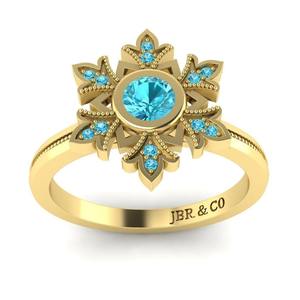 Top Trending Round <b>Blue</b> Topaz Yellow Gold Plated 925 Silver Engagement <b>Ring</b> For Women Luxury Fine Jewelry At Wholesale Price - Product Image 3