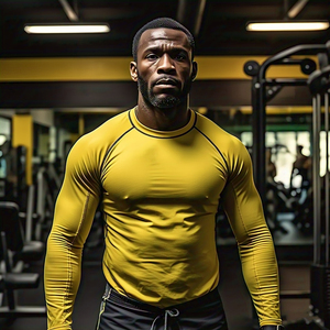 Hommes Athlétique Workout Rash Guard Chemises À Séchage Rapide Léger 100% Polyester Gym Wear Rash Guard Hommes - Product Image 3