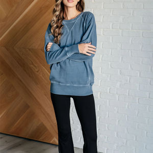 Nueva Llegada, Venta Directa de Fábrica, Sudaderas de Invierno para Mujer, Lavado Ácido, Logotipo Personalizado en la Parte Delantera, Material Sólido - Product Image 2