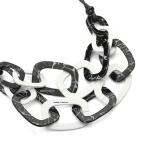 2025ใหม่เนื้อหินอ่อนสีดำและสีขาวสร้อยคอโซ่เชื่อมโยงกับสายหนังสีดำในอัตราที่เหมาะสมโดย Zam zimpex - Product Image 2