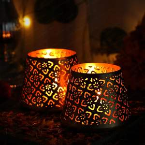 metal votive with embossed leaf pattern ideal for adding elegance to living room office table and festive decor - Product Image 3