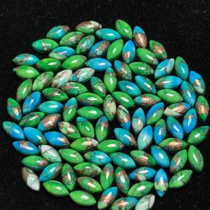 AAA + tamaño personalizado de alta calidad corte ovalado 4mm Pavo Real Natural cobre Kingman turquesa cabujón joyería de piedras preciosas verdes sueltas - Product Image 3