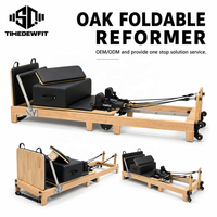 Op maat gemaakte logo dames speciale roze eikenhouten Pilates reformer verstelbare commerciële trainingsapparatuur voor dames thuisstudio