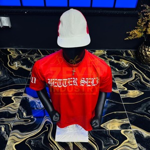 Camiseta Deportiva Roja con Estampado Gráfico para Hombre, Estilo Urbano, Oversize, de Malla, Personalizable OEM - Product Image 2