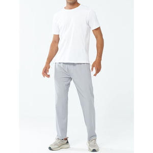 กางเกงขาตรงผ้าไนลอนสีพื้นสำหรับผู้ชายกางเกงสเวตเตอร์ผ้าคอตตอนเนื้อนุ่มโอเวอร์ไซส์ออกแบบได้ตามต้องการ - Product Image 3