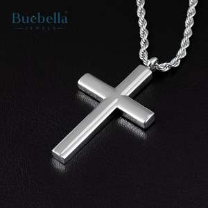 Colgante cruzado de Plata de Ley 925 chapado en oro blanco de 14K para hombres, joyería de Hip Hop - Product Image 2